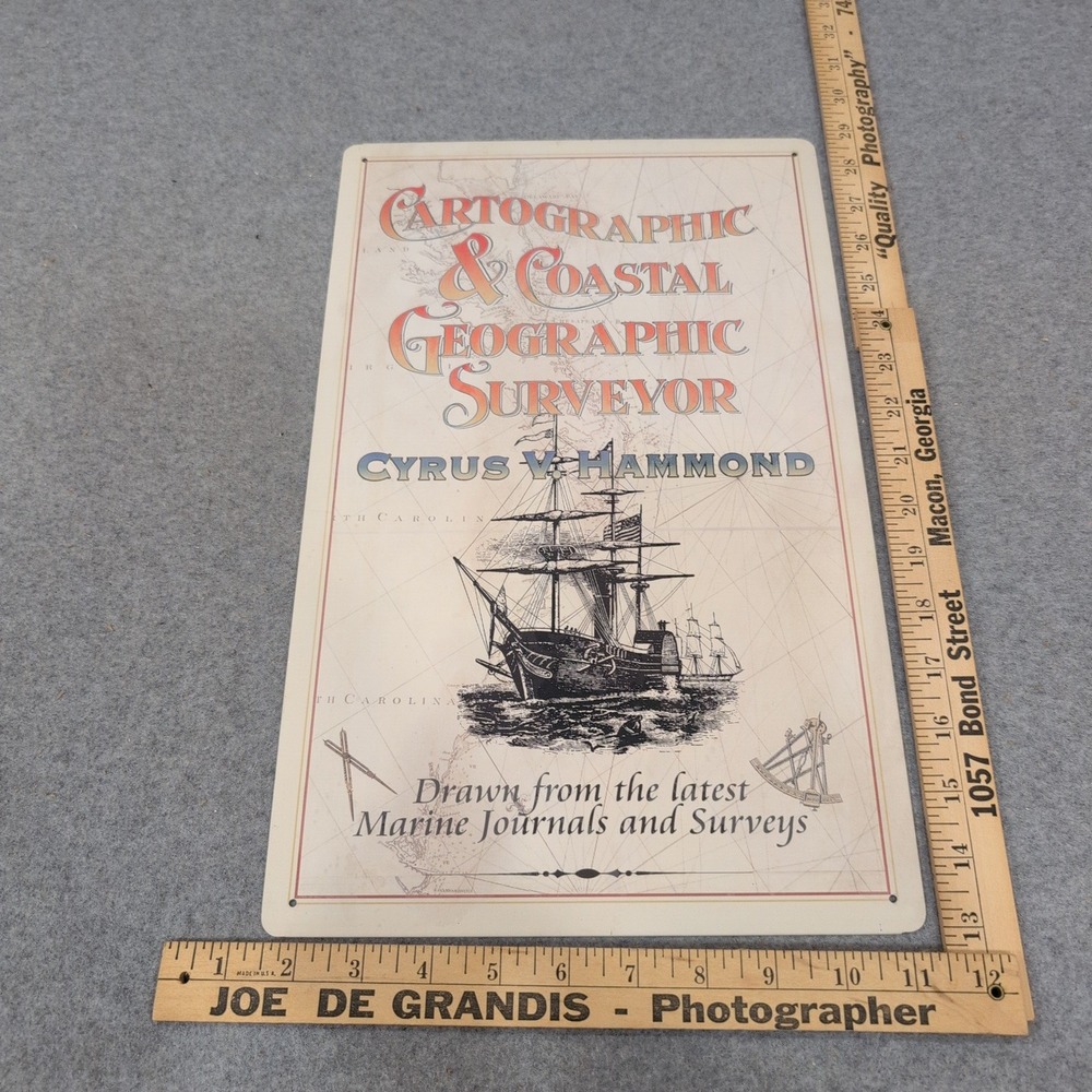 Cyrus V Hammond Cartographic Coastal Geographic Surveyor Nautical Metal Tin Sign - Picture 2 of 3